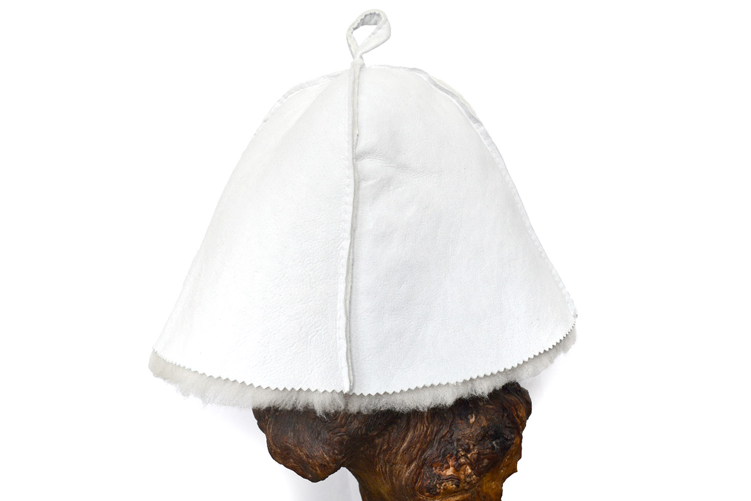 Меховая шапка белая для бани из овчины [HO840]