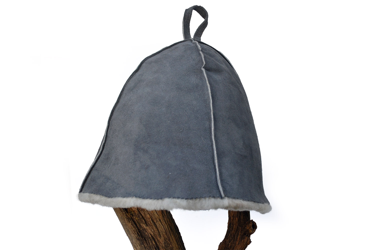 Меховая шапка серый кавак для бани из овчины [HO832]