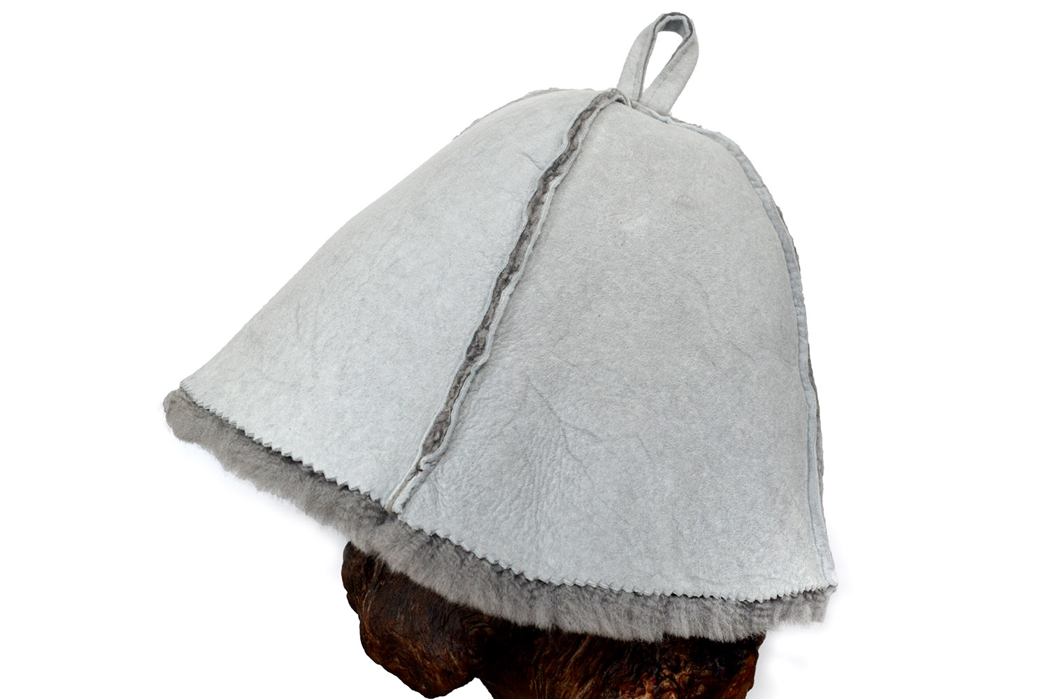 Меховая шапка Пепельная для бани из овчины [HO843]