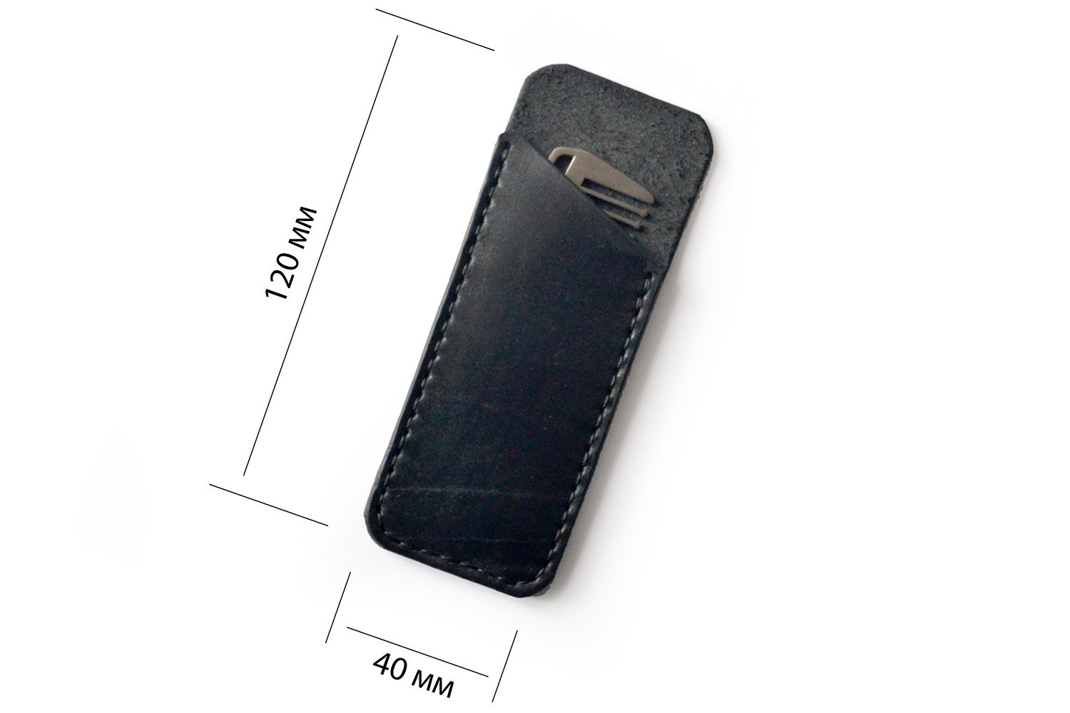 Кожаный пенал  12 см черный от useGear